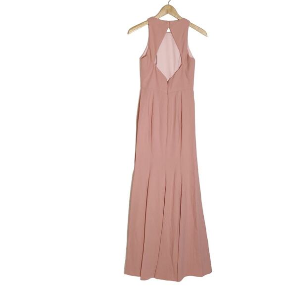 DESSY COLLECTION Diamond Cutout Back Trumpet Gown in Desert Rose - Picture 4 of 8